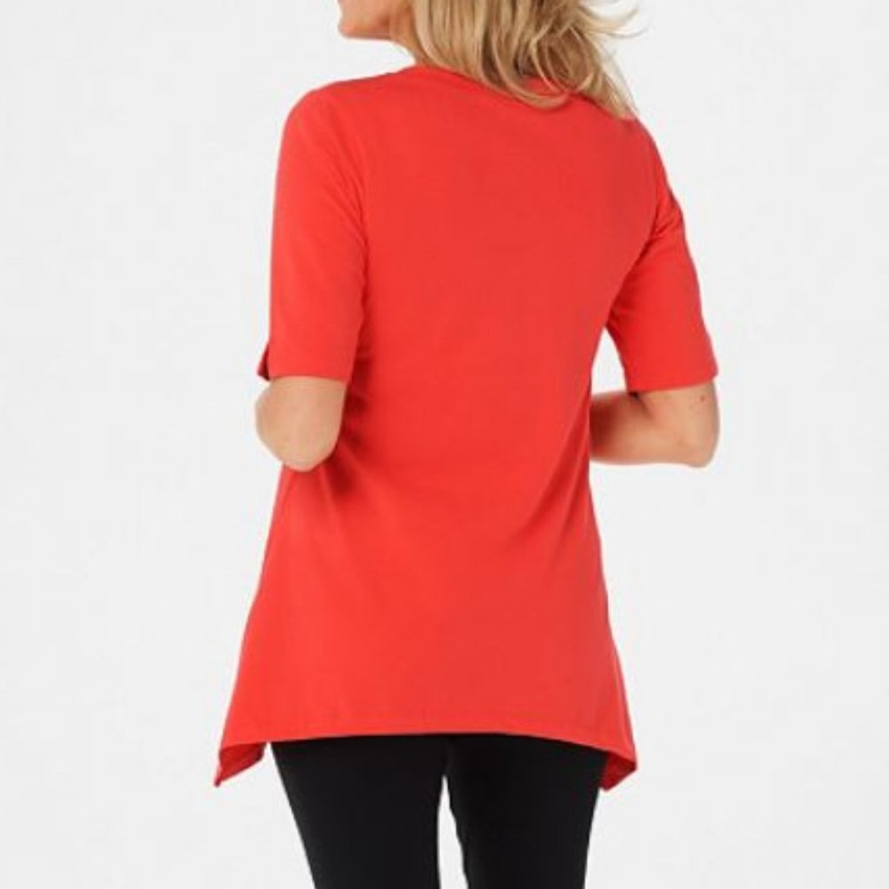 Denim & Co. Perfect Jersey V-neck Trapeze Hem Top - Picture 2 of 2